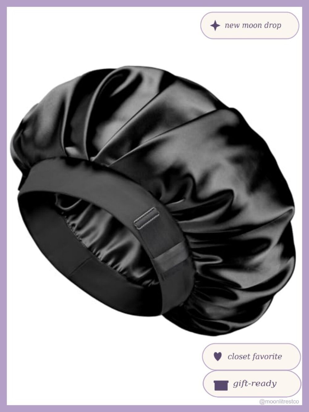 Mulberry Silk Lined Sleep Bonnet Adjustable for Thick Hair